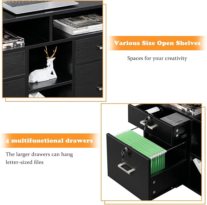 VINGLI Wood Mobile File Cabinet - Image 4