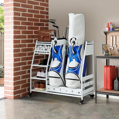 Lauren&Harold Golf Bag Organizer Garage Storage, Golf Storage Rack Stand Fits 2 by LaurenHarold