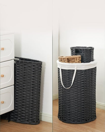 Laundry Basket with Lid Round Rattan Laundry Hamper with Lid and Handles 29.1 - Image 5