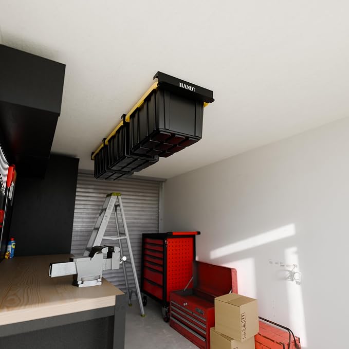HANDT Overhead Garage Storage Rack, Connectable Heavy Duty Metal Ceiling Rails - Image 6