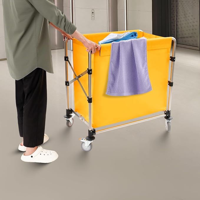 Commercial Laundry Cart with Wheels, Folding Laundry Hamper Cart, Heavy Duty - Image 4
