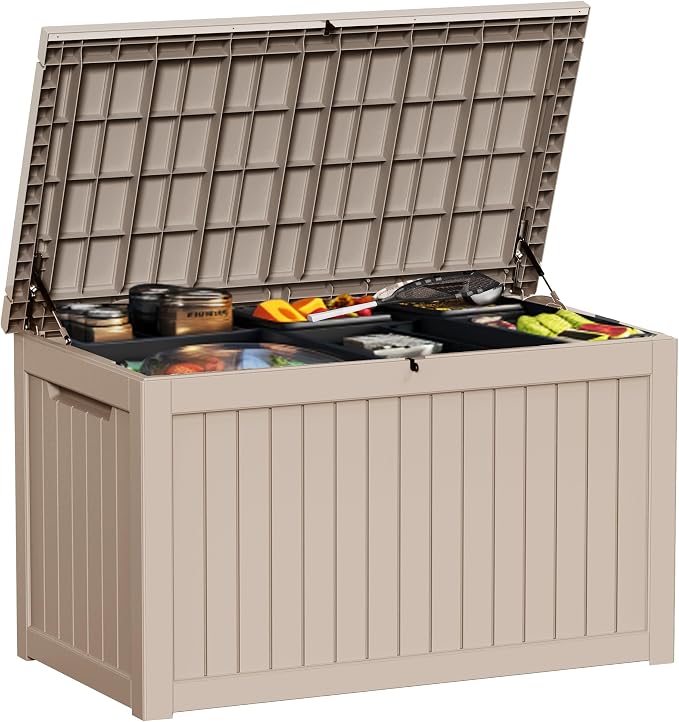 230 Gallon Resin Large Deck Box, Waterproof Outdoor Storage box by GGYI