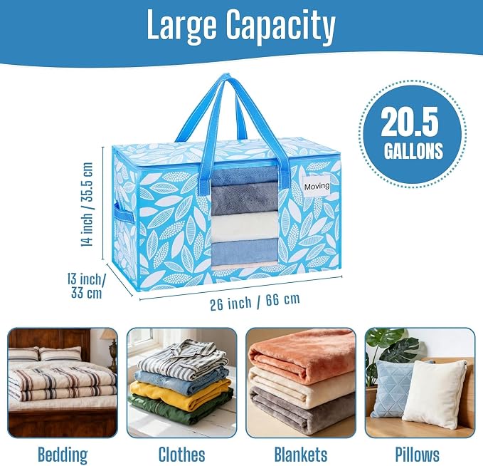 VENO 2 Pack Heavy Duty Moving Bags, Clothes and Comforter Storage Bags - Image 3