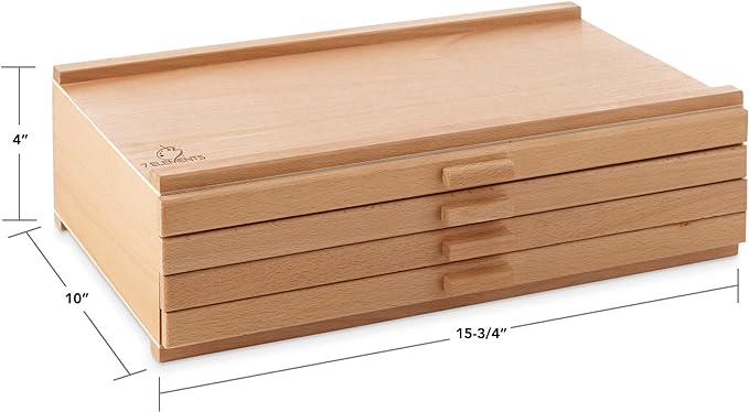 7 Elements 4 Drawer Wooden Artist Storage Supply Box - Image 3