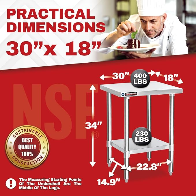 DuraSteel 30x18 Small Stainless Steel Table - Image 6