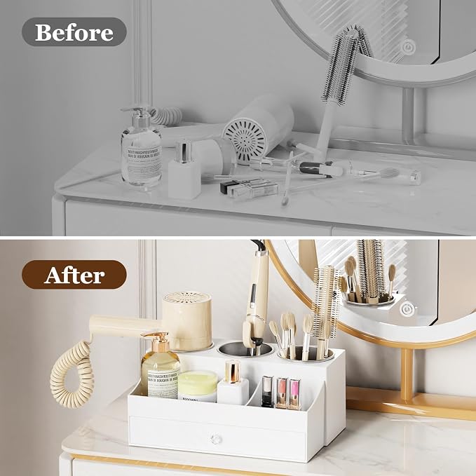 Acrylic Hair Dryer Holder with Drawer, Bathroom Organizer Countertop Drawers - Image 6