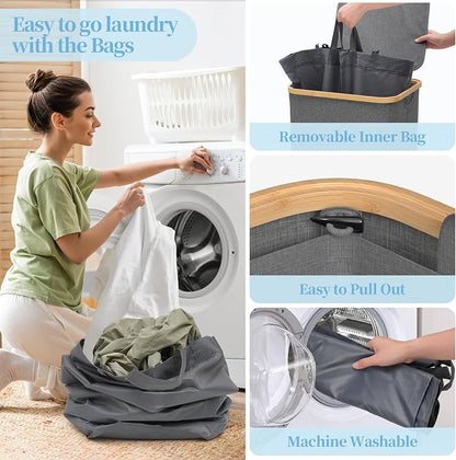 Yecaye 100L Large Capacity Laundry Hamper – Foldable Rolling Laundry Basket - Image 6