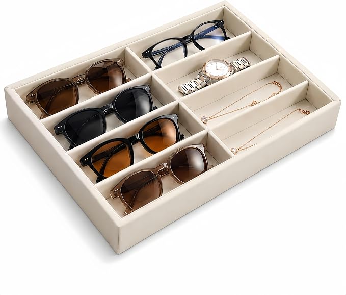 Amzlink® Sunglass Organizer Tray, 8 Slot Velvet Glasses Holder by Unknown