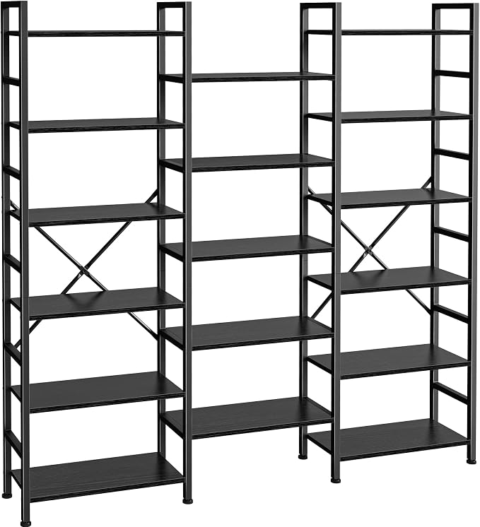 SUPERJARE Triple Bookshelf, Bookcase by SUPERJARE