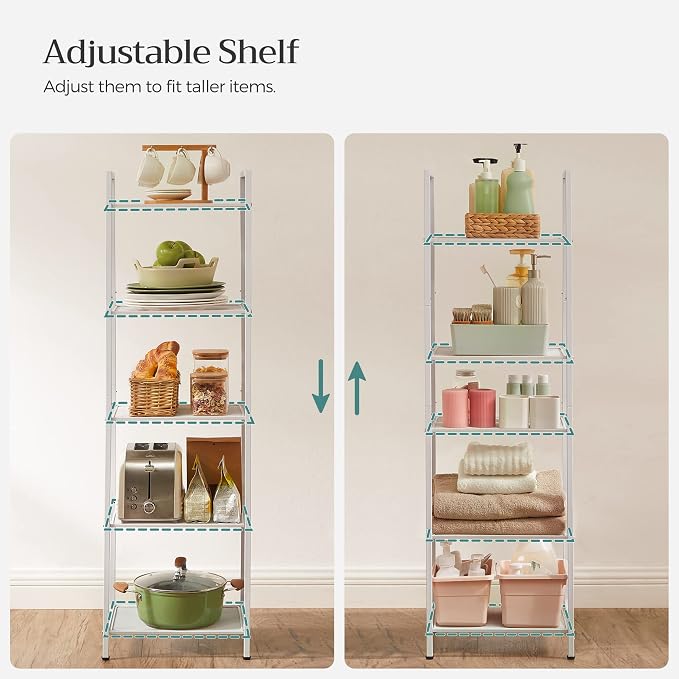 SONGMICS 5-Tier Storage Rack, Bathroom Shelf, Extendable Plant Stand - Image 5