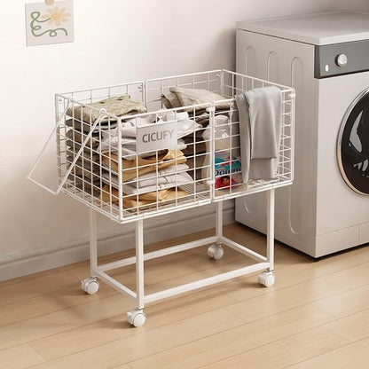 Wire Laundry Hamper, 80L Rolling Laundry Basket Cart on Wheels, Dirty Clothes by CICUFYOfficial