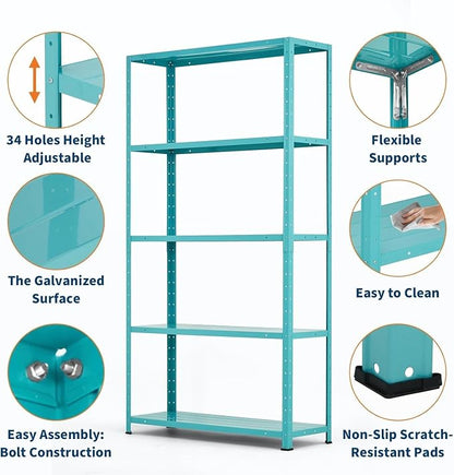 Storage Shelves, Heavy Duty 5-Tier Shelf Organizer & Adjustable Garage Shelving - Image 4