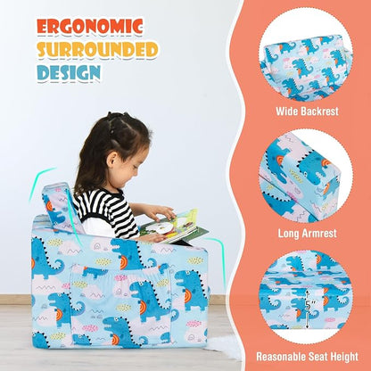 COSTWAY Kids Sofa, 2-in-1 Convertible Sofa to Lounger - Image 6