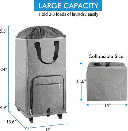 Laundry Hamper with Wheels, Bukere Large Rolling Laundry Basket with 4 Casters - Image 3