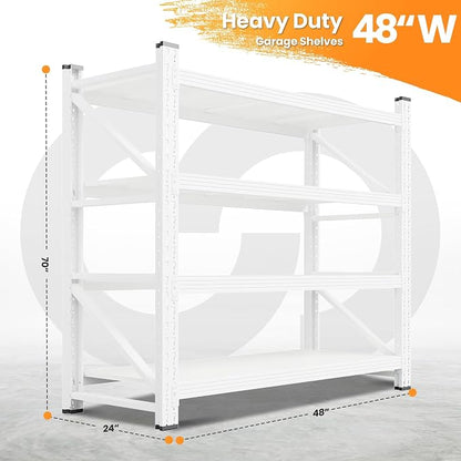48" W Metal Storage Shelves Heavy Duty, 3000LBS Tall Metal Shelving, 4 Tier - Image 2