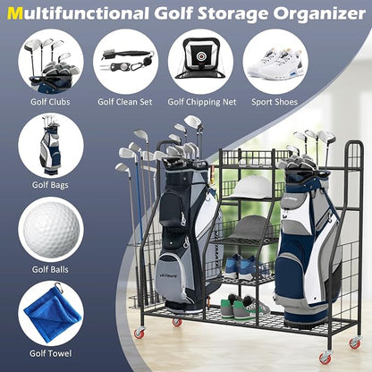 GYMAX Golf Bag Organizer, Golf Storage Garage Organizer - Image 2