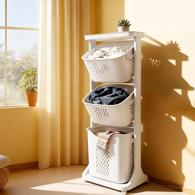 Rolling Laundry Hamper Cart by ZXTINGSHOP