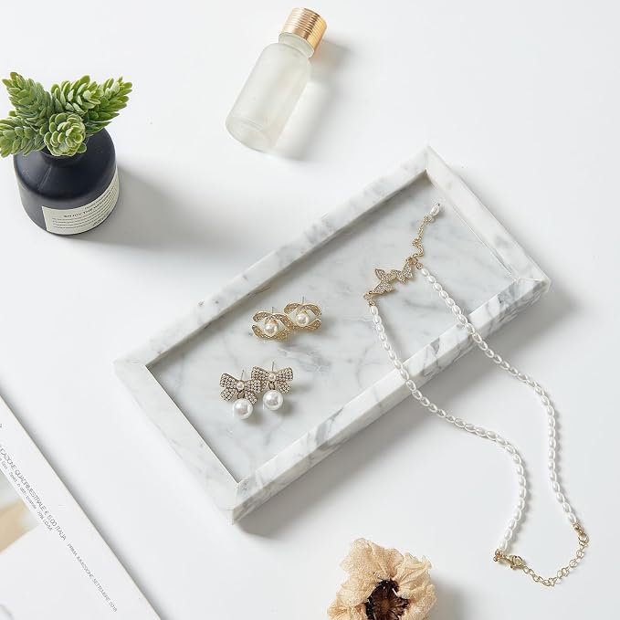 Natural Small Marble Vanity Tray, Luxury Stone Organizer - Image 6