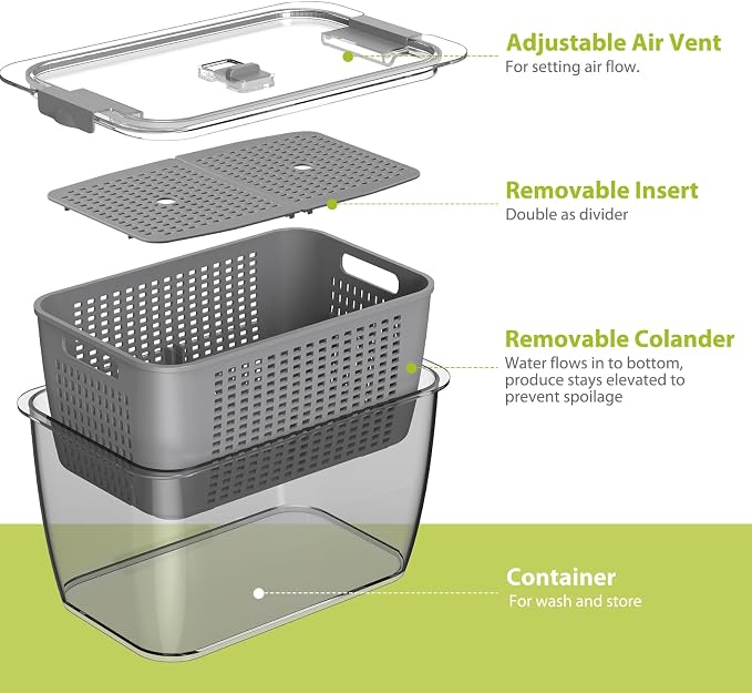 LUXEAR 4 Pack Fruit Containers for Fridge, Vegetable Storage Container - Image 3