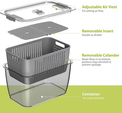 Fresh Fruit Vegetable Storage Containers, 3 Pack Produce Saver Container - Image 4