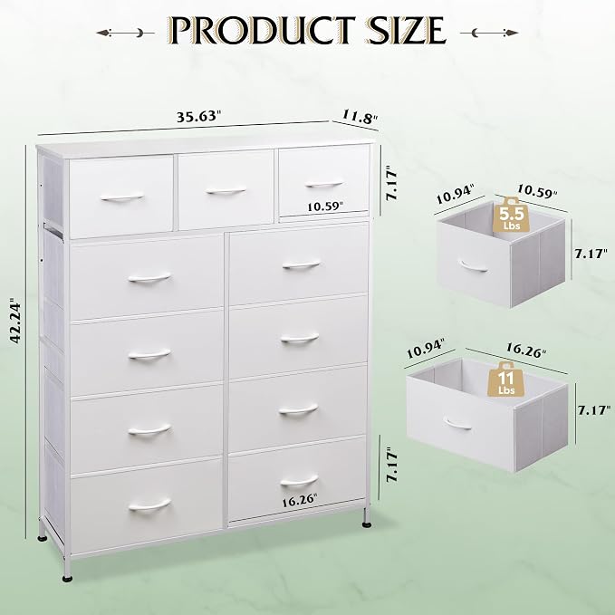 WLIVE Tall Dresser for Bedroom, 11 Drawer Chest of Drawers, Tall high-capacity - Image 3