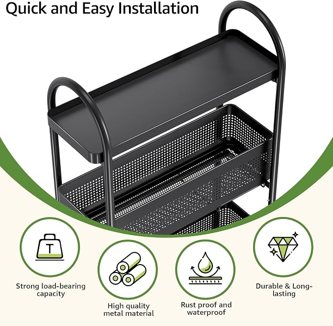 KINGRACK 3-Tier Slim Storage Cart - Image 5