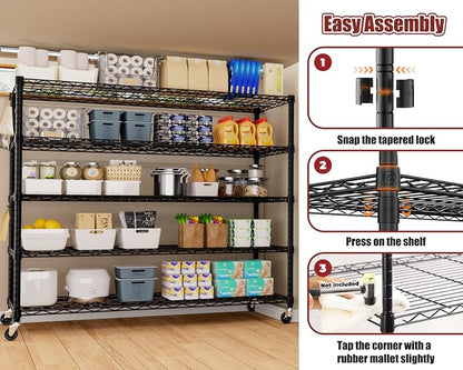 PrimeZone 5 Tier 80.7" Hx55.5 Wx24 D Wire Shelving - Image 8