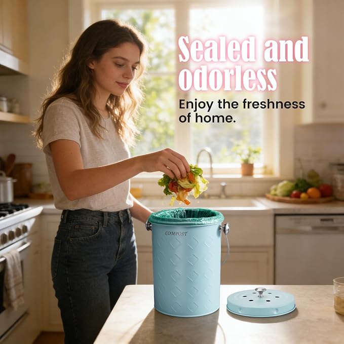AOSION Countertop Compost Bin Kitchen, Odorless Indoor Compost Bin - Image 4