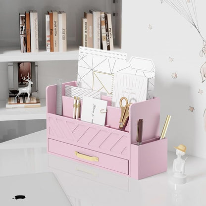 Bamboo Desk Organizer Mail Holder Countertop Wood Desk Drawer Tabletop Storage - Image 3