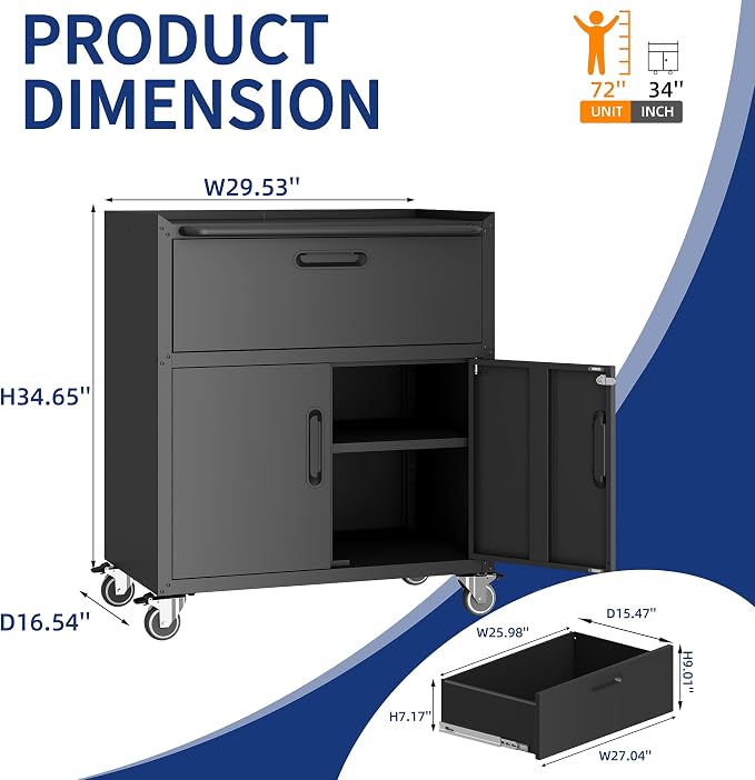 Metal Tool Cabinet, Garage Storage Cabinet System, Wall Cabinet & Locking - Image 3