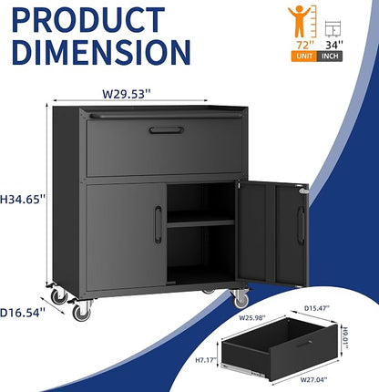 Metal Tool Cabinet, Garage Storage Cabinet System, Wall Cabinet & Locking - Image 4