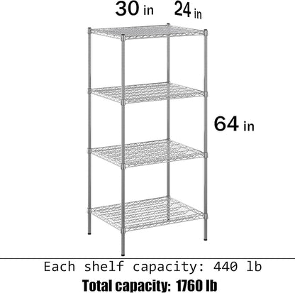 24" Deep x 30" Wide x 64" Height Wire Shelving Kit | 4-Tier | NSF Commercial - Image 3