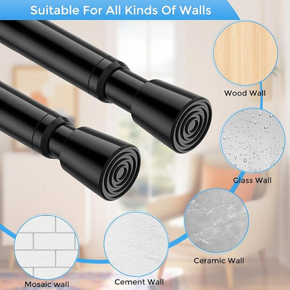 MEXAU 3Pack Spring Tension Curtain Rod 33-59 inch Black Small Tension Rod | - Image 5