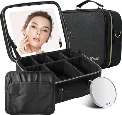 Mocado Travel Makeup Bag with LED Lighted Mirror, Travel Makeup Organizer by Mocado