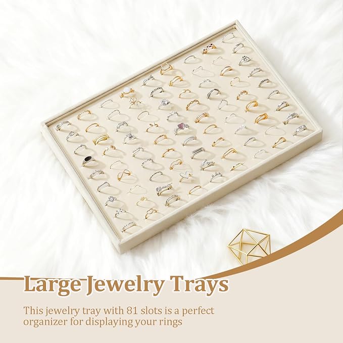 Large Jewelry Organizer for Drawer Insert Velvet Stackable Jewelry Trays for - Image 2