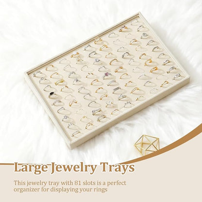 Large Jewelry Organizer for Drawer Insert Velvet Stackable Jewelry Trays for - Image 2