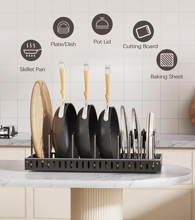 Pull Out Pots and Pans Organizer Under Cabinet, Sliding Lid Holder and Pan Rack - Image 6