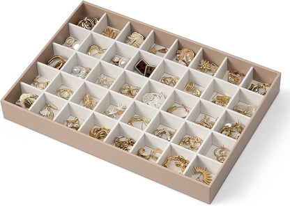 VLANDO Stackable Jewelry Tray, Drawer Organizer, 40-Grid Display, Toffee | 40 by VLANDO