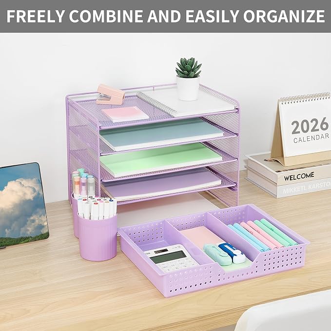 LEKETREE Desk Organizers and Accessories, 5-Tier Paper Letter Tray Organizer - Image 7