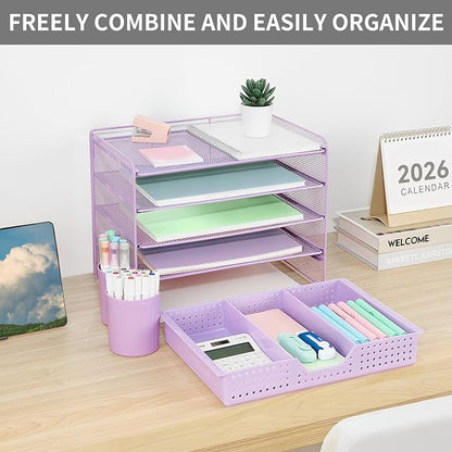 LEKETREE Desk Organizers and Accessories, 5-Tier Paper Letter Tray Organizer - Image 7