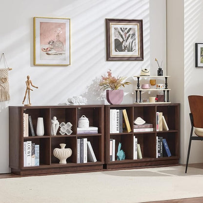 6 Cube Storage Bookcase, Wood Floor Standing 2-Tier Bookshelf - Image 4