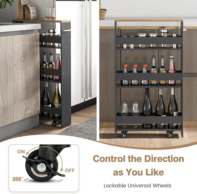 LOKO Slim Storage Cart, 4-Tier Rolling Cart - Image 9