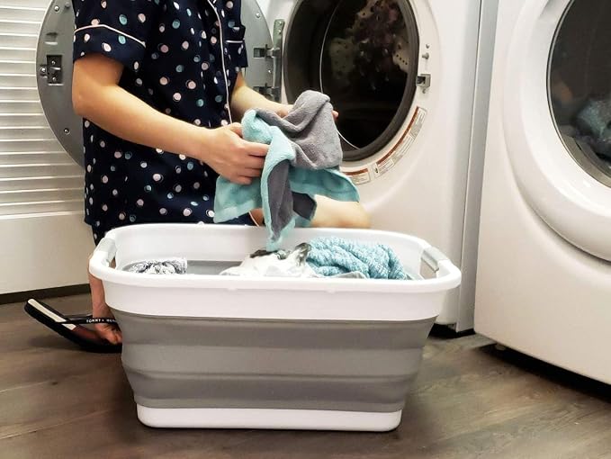 SAMMART 41L Collapsible Plastic Laundry Basket-Foldable Pop Up Storage - Image 2