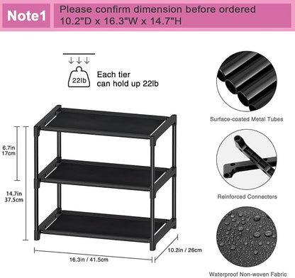 Autonomier 3 Tier Extra Small Shoe Rack, Narrow Stackable Shoe Shelf - Image 3