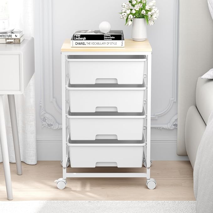 Utility Cart with 4 Drawers, 4-Tier Rolling Storage Cart Organizer - Image 2