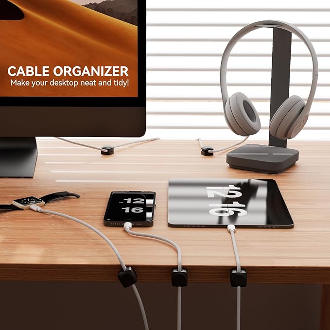 Rotatable Cord Organizer, Enhanced Spring Cable Clips, Strong Adhesive Cable - Image 3
