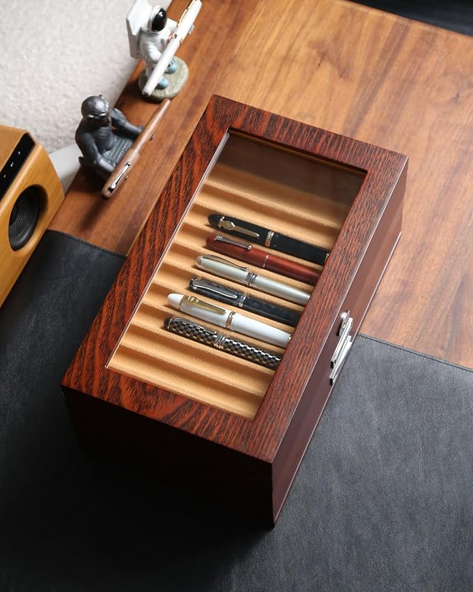 Wood Fountain Pen Case, 24 Slot Storage Organizer - Image 2