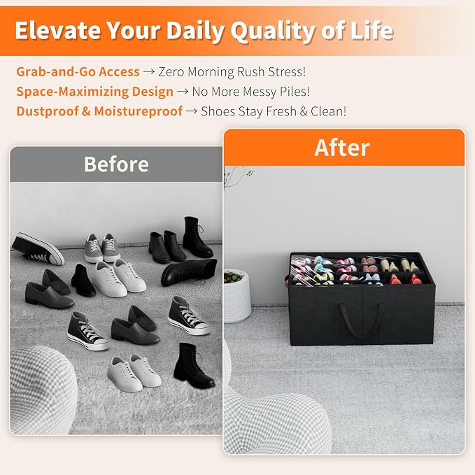 Aokeyee 2 Pack Shoe Organizer for Closet, Large Shoe Storage Box Fits up to 48 - Image 5