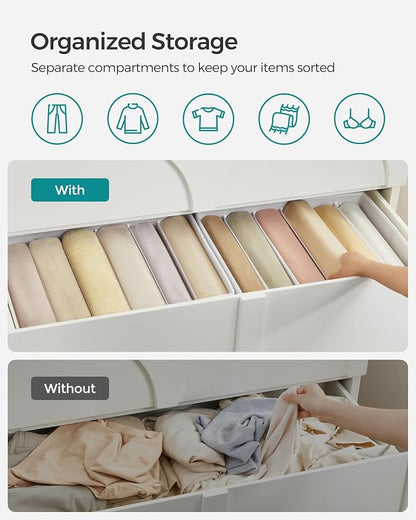 SONGMICS Set of 4 Large Size Wardrobe Clothes Organizers, 6-Compartment - Image 3