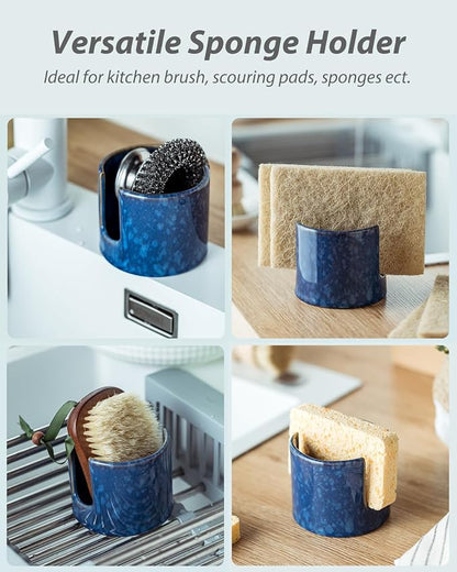 Kitchen Sponge Holder, Ceramic Sponge Organizer Scrubby Holder Sink Caddy Dish - Image 4